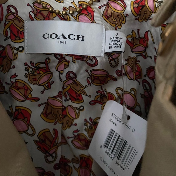 NWT COACH •Rare• Classic Animated Trench Coat with Shearling Collar Size 0 - Picture 13 of 15